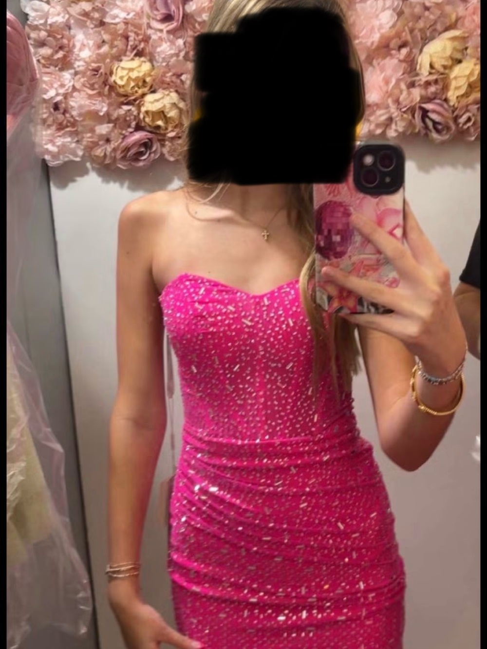 Strapless Hot Pink Homecoming Dress